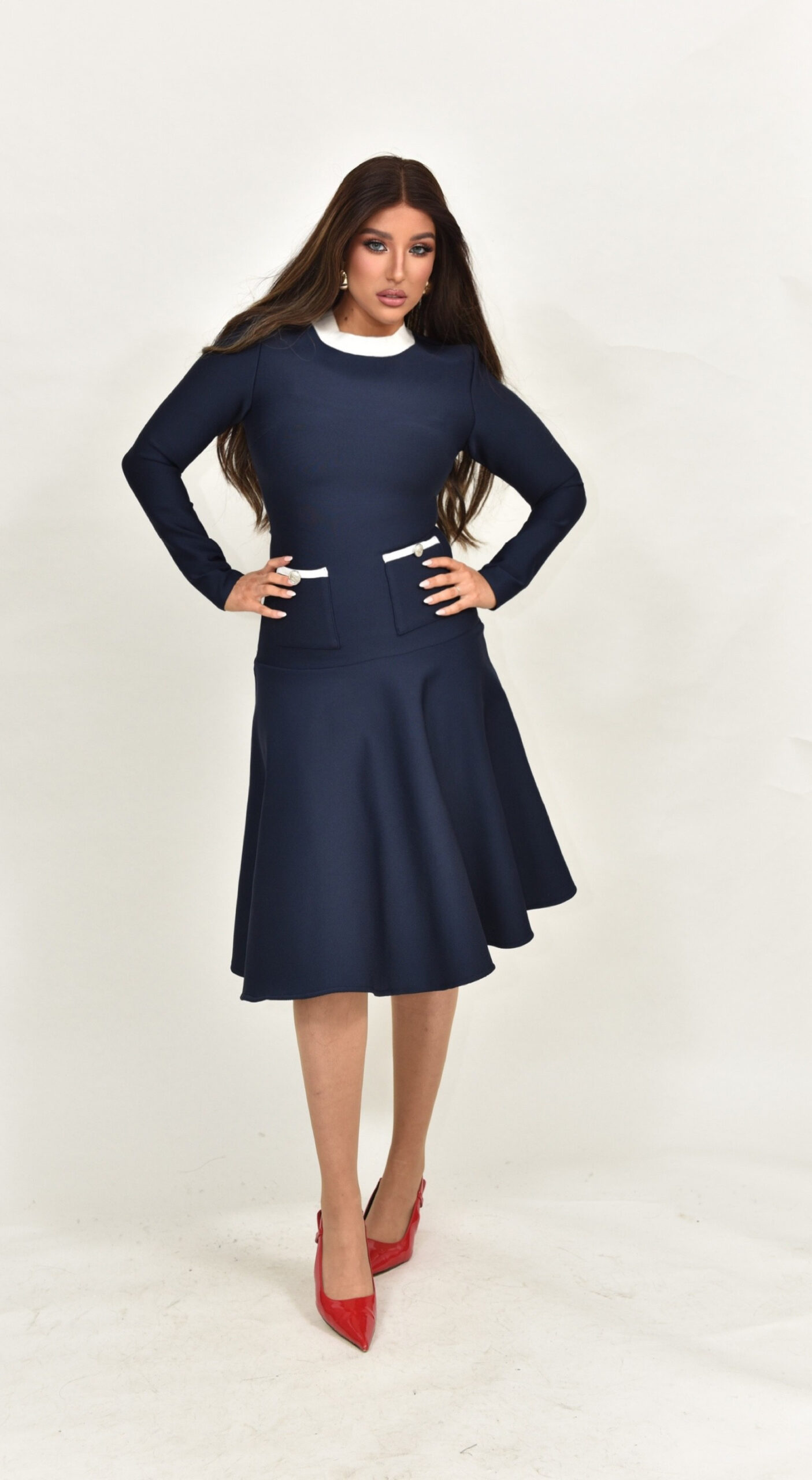 שמלת באנדג׳ כחול לבן – תמונה 6