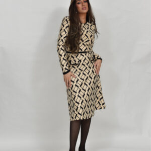 שמלת באנדג׳ לייקרה קאמל עם הדפס